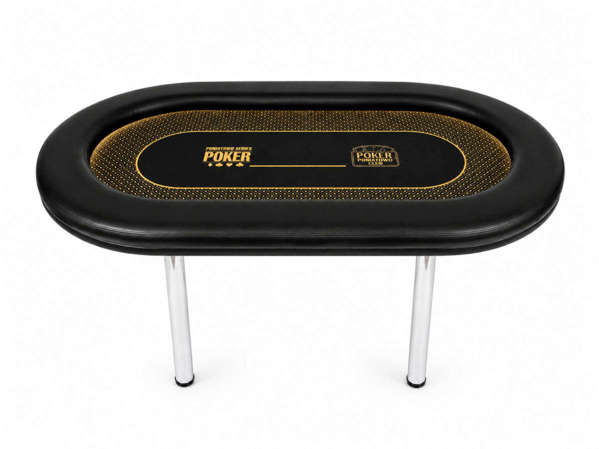 Stół do pokera sukno premium, wysoka banda z przeszyciem + LED, stelaż składany
