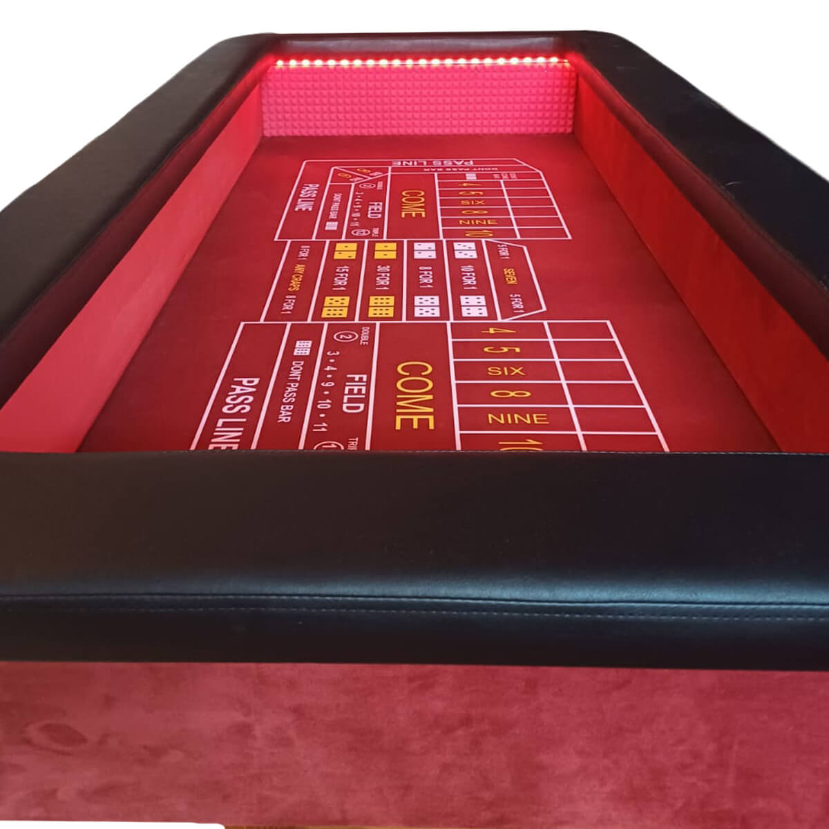 Fama-Casino-stol-do-kosci-3-001 Stół do kości sukno premium, wysoka banda z przeszyciem, nogi drewniane