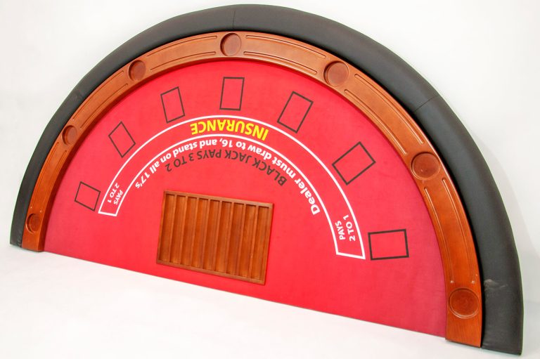 A blackjack table made by Fama Game Tables