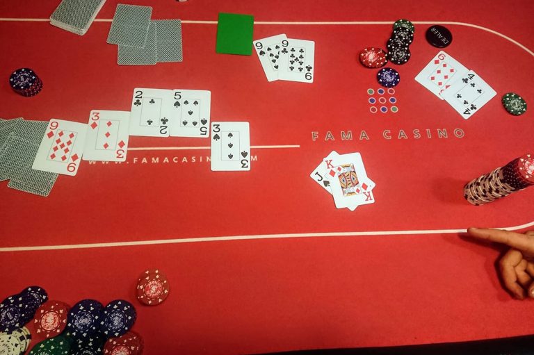 A poker table made by Fama Game Tables