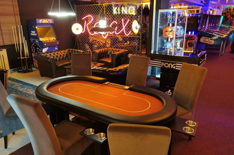 A poker table made by Fama Game Tables