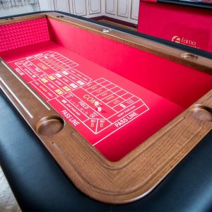 Craps Table – Wood-Finished, Standard Felt, Velvet-Clad Legs