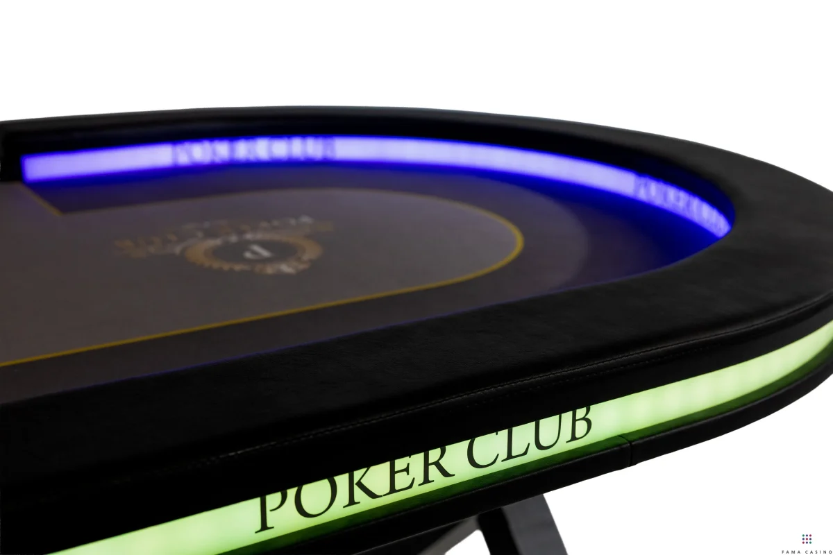 Dwustronne podświetlenie LED i branding bandy stołu pokerowego